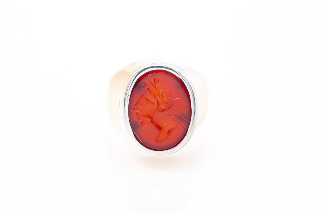VINTAGE CARNELIAN INTAGLIO WAX SEAL INDIGENOUS NATIVE RING (1 of 4)