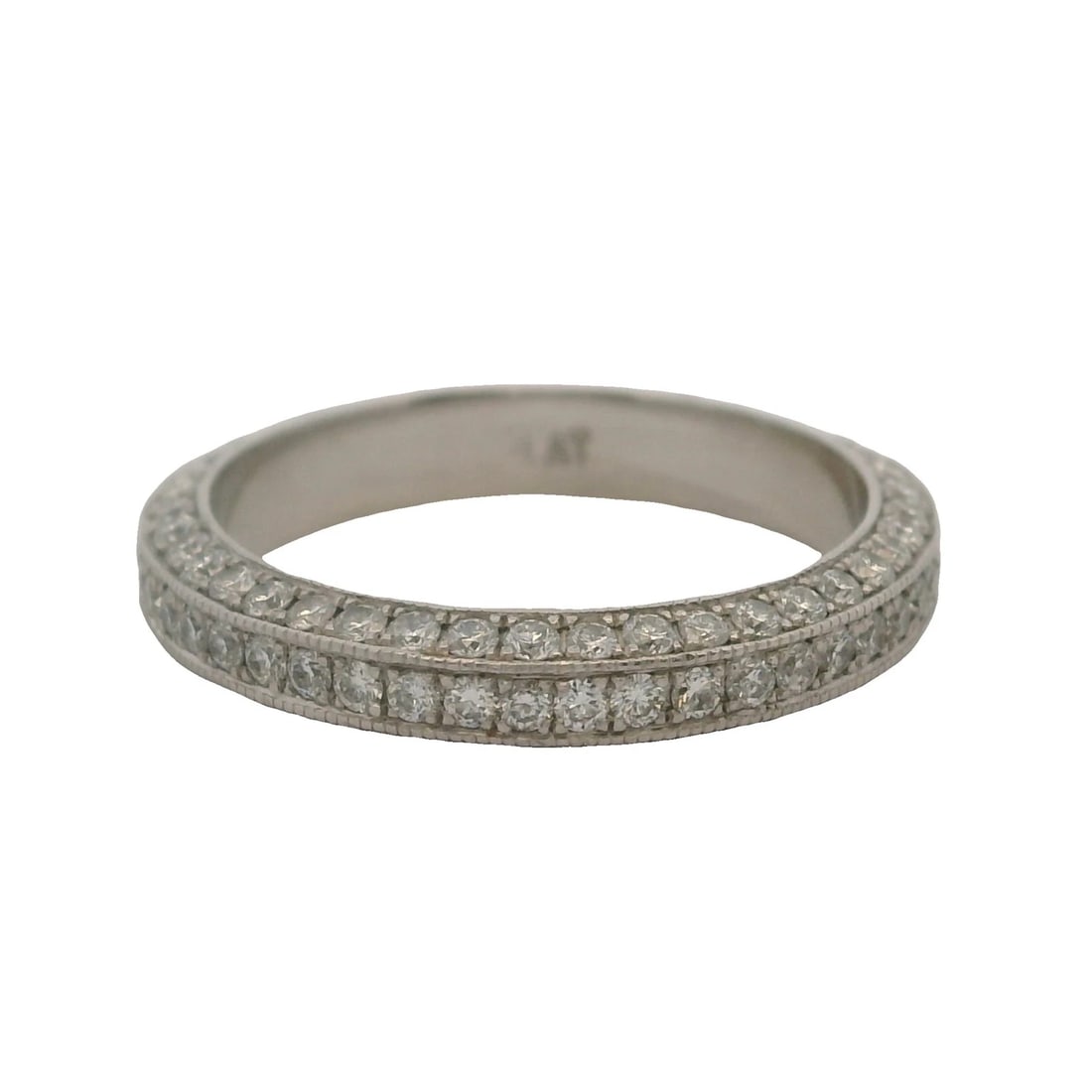 VINTAGE PLATINUM DIAMOND BAND WEDDING STACKABLE RING: Vintage Platinum Diamond Band Wedding Stackable Ring Brand: Unbranded Type: Ring Material: Platinum 900 Main Stone/Creation Natural Color: Platinum Size: 5.75 US Accessories: None Accessor
