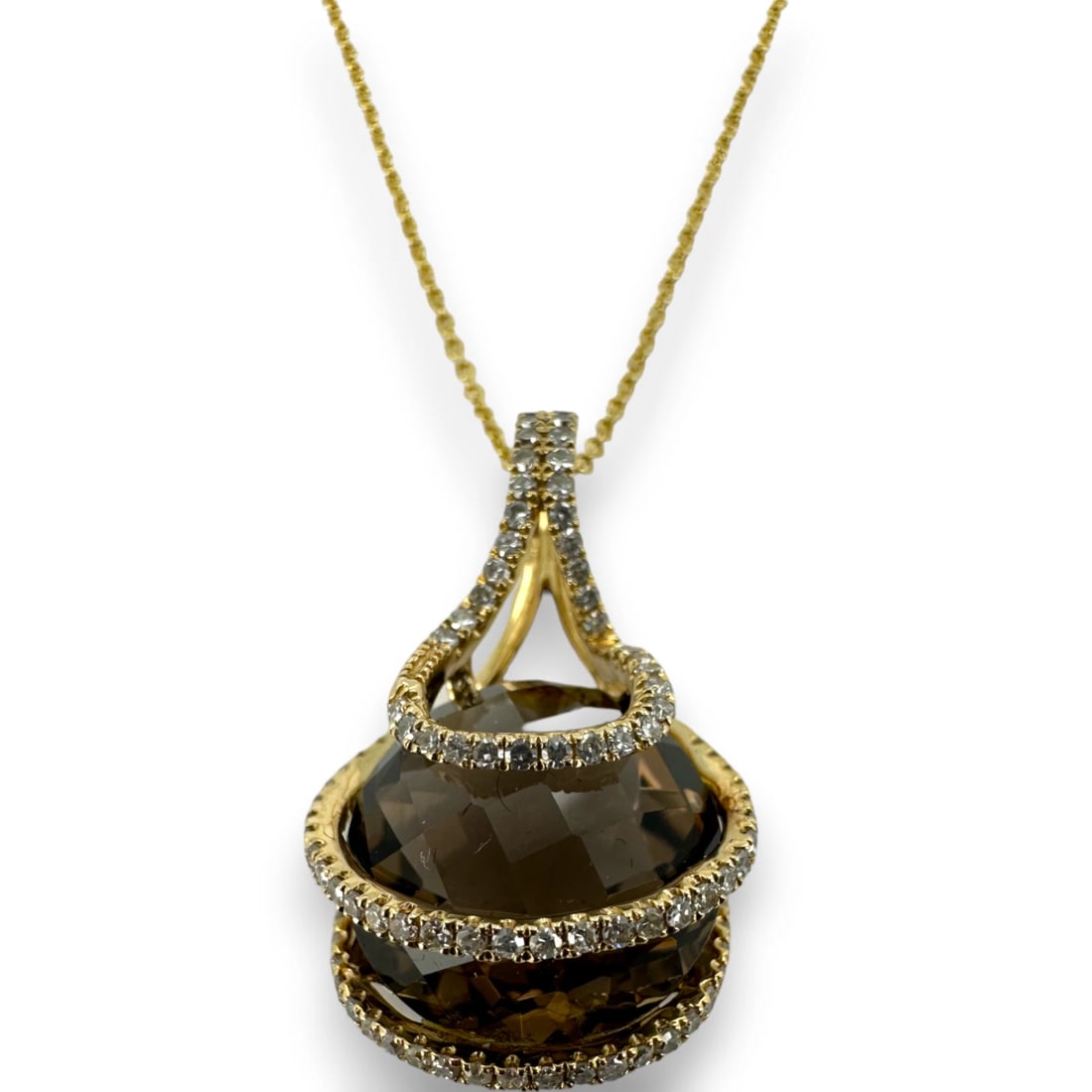 EFFY SMOKEY QUARTZ AND DIAMOND DROP PENDANT NECKLACE (1 of 4)