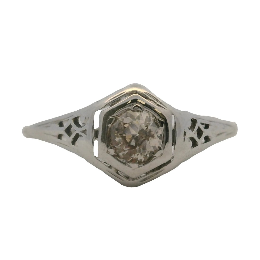 ANTIQUE ART DECO 18KT WHITE GOLD DIAMOND RING (1 of 5)
