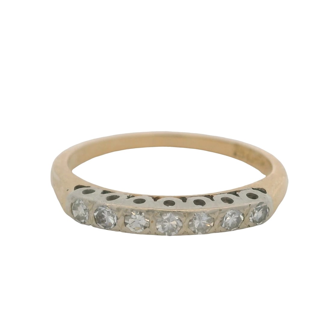 ANTIQUE 14KT TWO-TONE SINGLE-CUT 7 DIAMOND BAND RING (1 of 6)