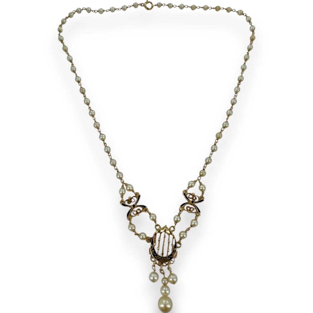 VICTORIAN REVIVAL 14KT YELLOW GOLD PEARL NECKLACE (1 of 4)