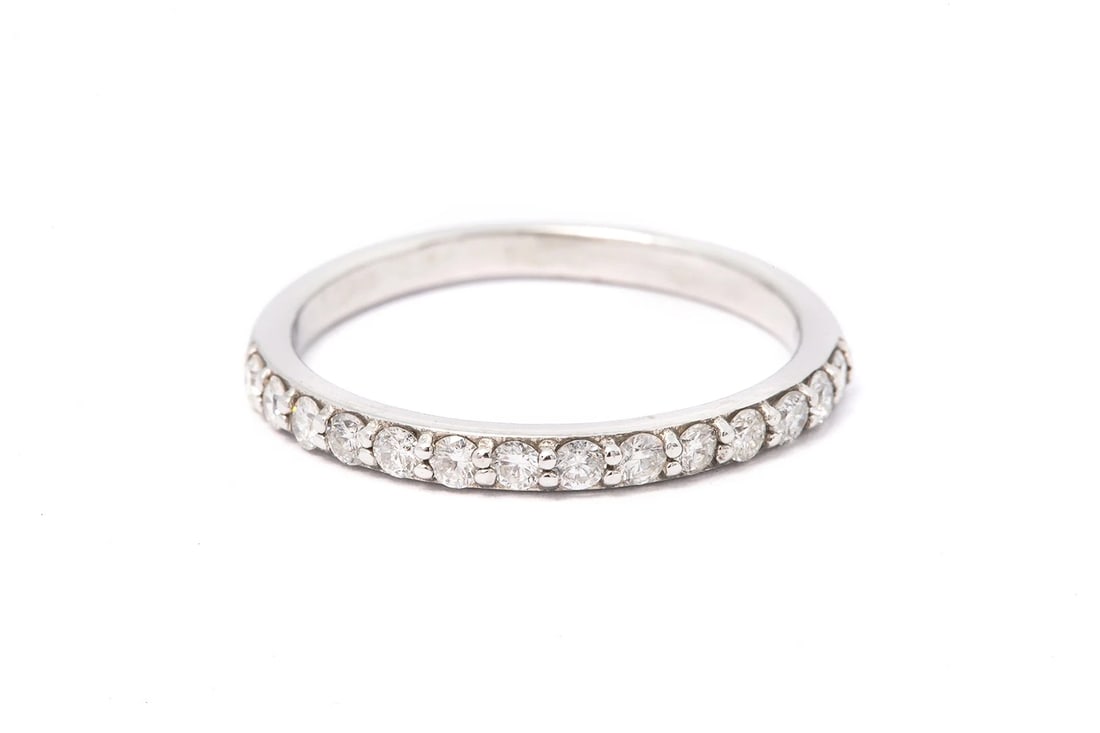 STACKABLE DIAMOND WEDDING BAND RING 14K WHITE GOLD RING: Stackable Diamond Wedding Band Ring 14k White Gold Ring Brand: Unbranded Type: Ring Material: White Gold 14k Color: White Size: 8.5 US Accessories: None Accessories Notice: When purchasing