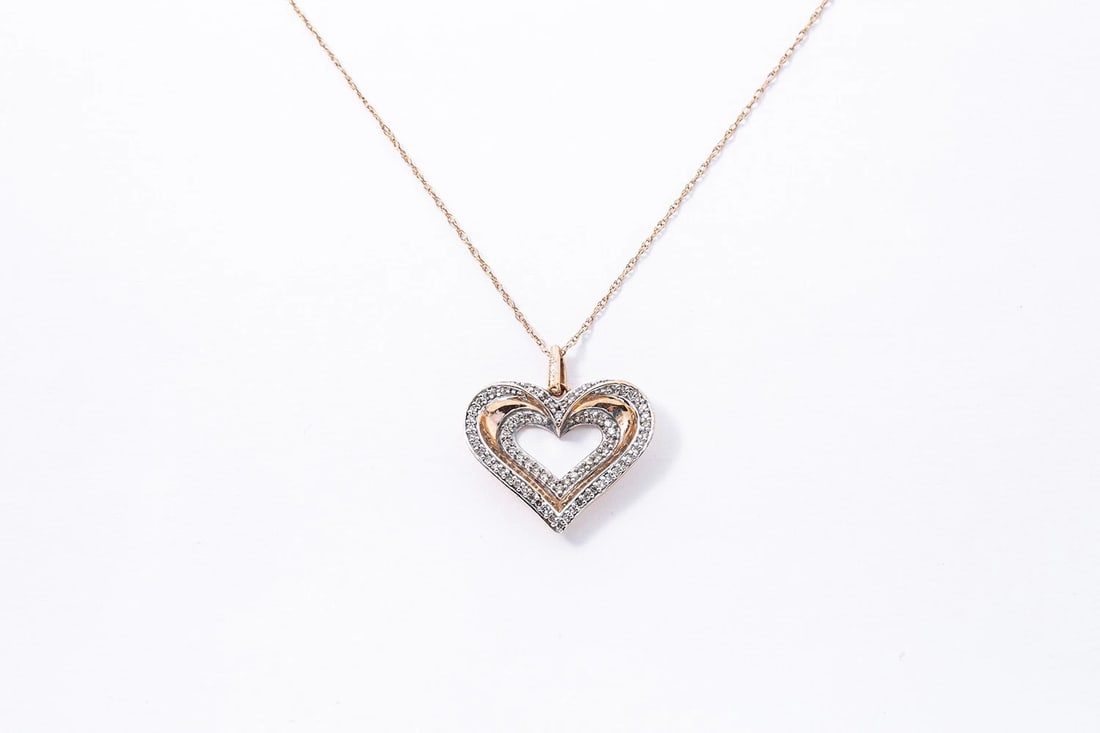DIAMOND PAVE OPEN HEART CHARM NECKLACE PENDANT (1 of 3)