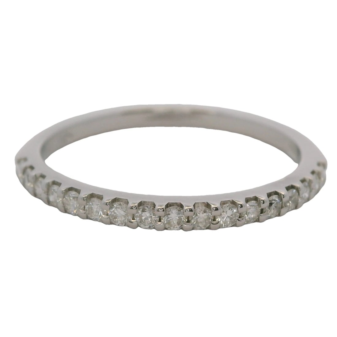 SOLID 14KT WHITE GOLD AND DIAMOND STACKABLE WEDDING BAND RING: Solid 14kt White Gold and Diamond Stackable Wedding Band Ring Brand: Unbranded Type: Ring Material: White Gold 14k Main Stone/Creation Natural Color: White Size: 7 US Accessories: None Acc
