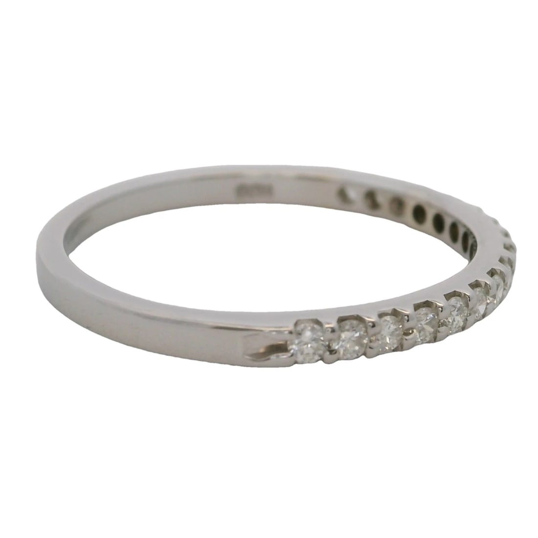 SOLID 14KT WHITE GOLD AND DIAMOND STACKABLE WEDDING BAND RING - 3