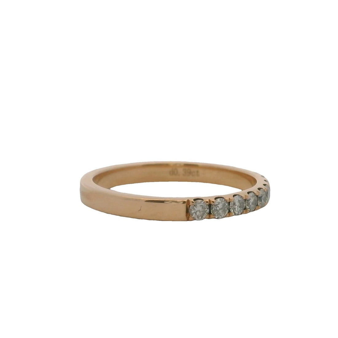 SOLID 18KT YELLOW GOLD HALF-ETERNITY DIAMOND STACKABLE BAND RING - 3