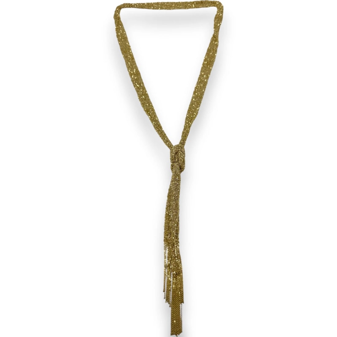 SPARKLING MESH LARIAT TIE NECKLACE14KT YELLOW GOLD (1 of 4)
