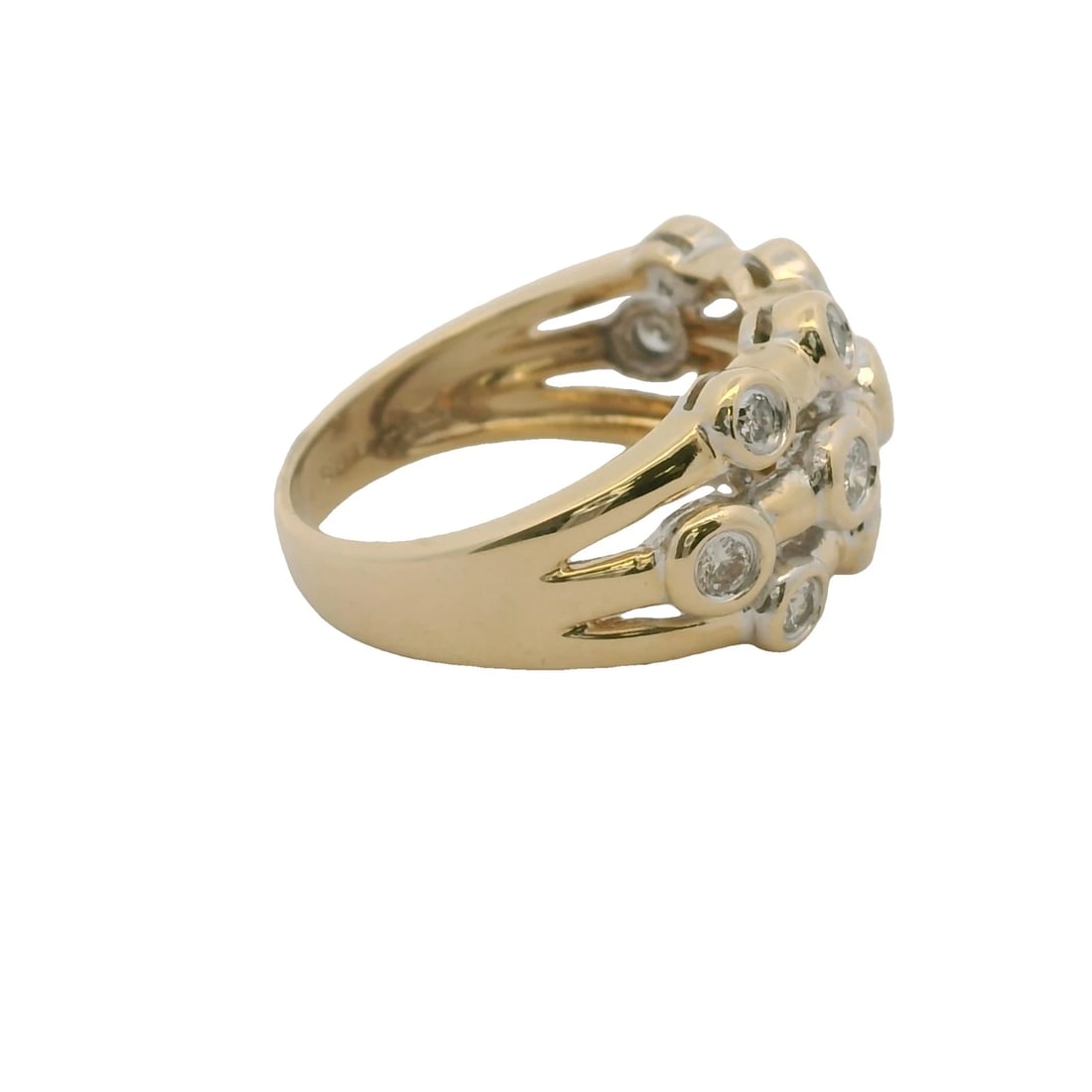 SBT SOLID AND BEZEL SET DIAMOND 3-ROW BUBBLE RING - 4