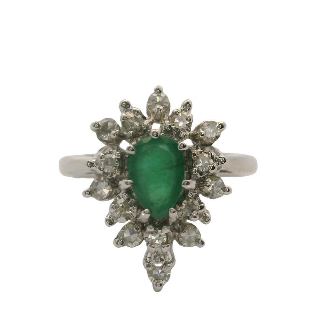 14KT WHITE GOLD AND PEAR CUT EMERALD RING (1 of 5)