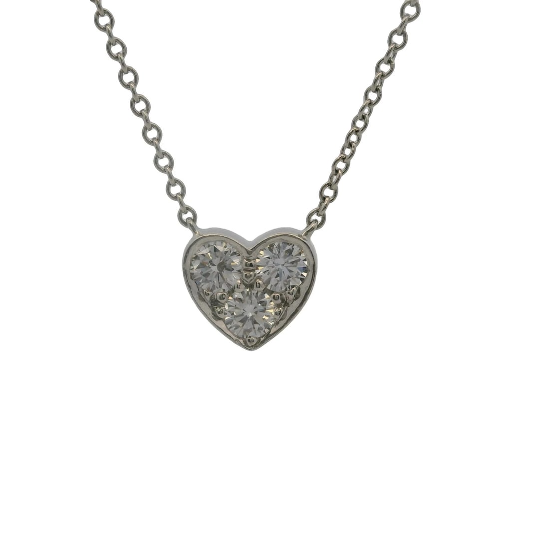 TIFFANY & CO SOLID 950 PLATINUM SENTIMENTAL HEART NECKLACE: Tiffany & Co Solid 950 Platinum Sentimental Heart Necklace Brand: Tiffany & Co Type: Pendant Material: 950 Platinum Main Stone/Creation Natural Color: White Size: Length of Chain - 16" Width