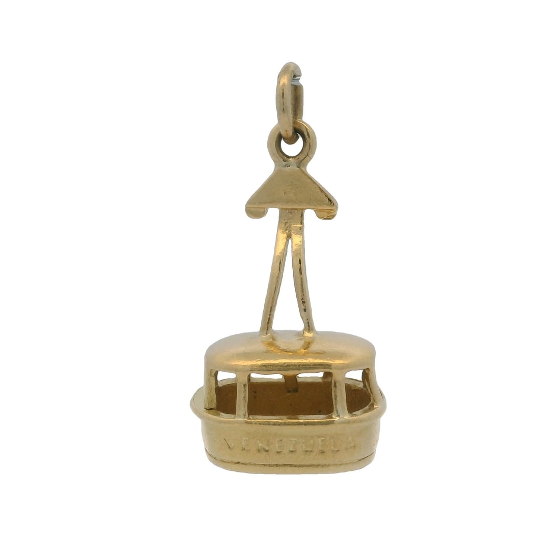 SOLID 18KT YELLOW GOLD CABLE CAR DROP/DANGLE CHARM PENDANT - 6