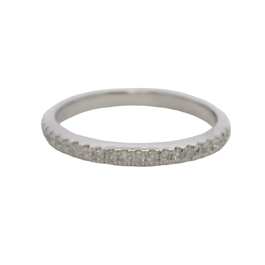 WHITE GOLD DIAMOND HALF-ETERNITY WEDDING BAND RING: White Gold Diamond Half-Eternity Wedding Band Ring Brand: Unbranded Type: Ring Material: White Gold 14k Main Stone/Creation Natural Color: White Size: 6.75 US Accessories: None Accessories