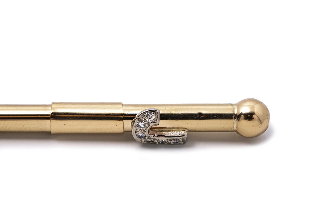 VINTAGE DIAMOND 14K 585 YELLOW GOLD COCKTAIL SWIZZLE STICK (1 of 3)