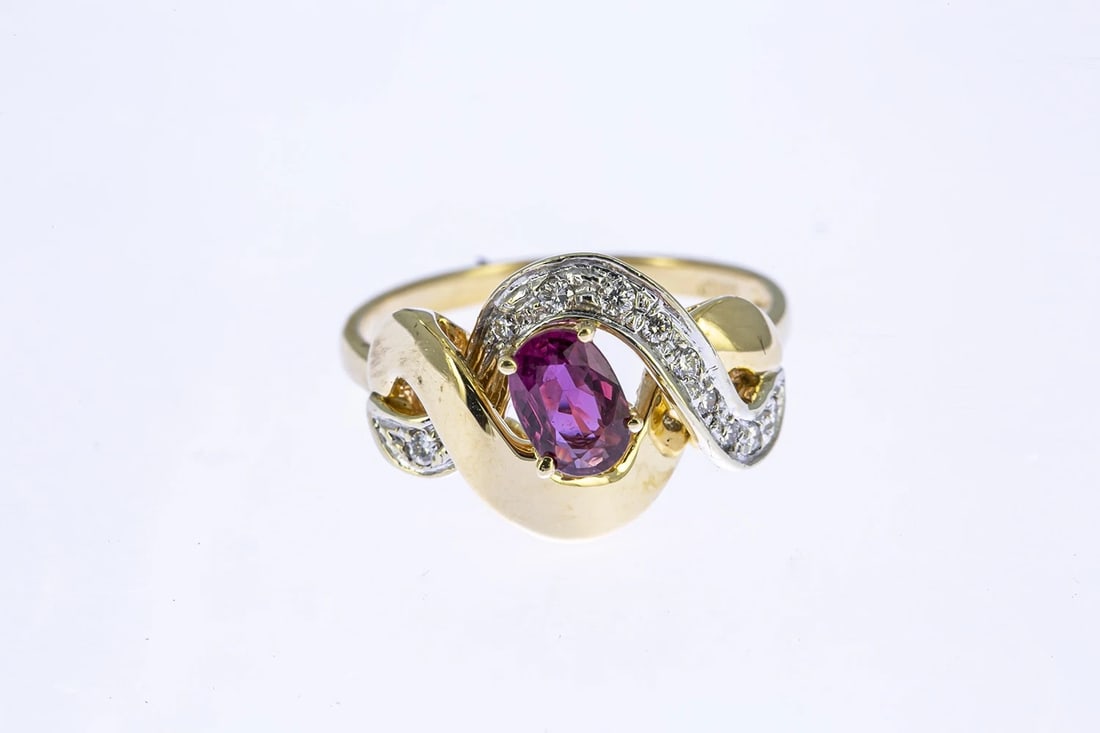 PINK SAPPHIRE & DIAMOND ACCENT BAND RING (1 of 4)