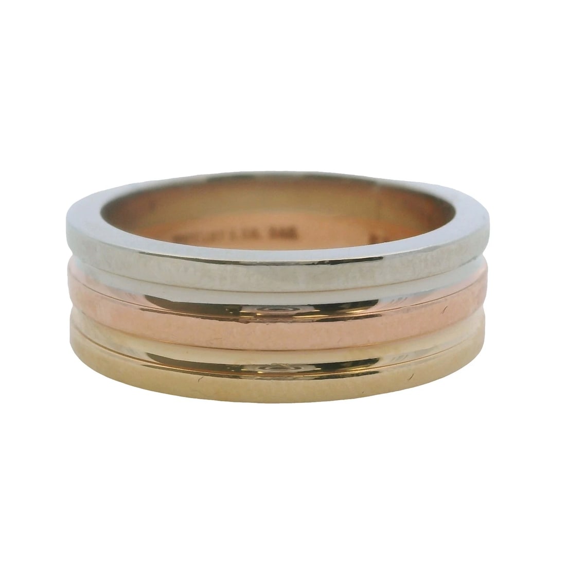 VINTAGE TIFFANY & CO TRINITY SOLID TRI-TONE 14KT GOLD BAND RING: Vintage Tiffany & Co Trinity Solid Tri-Tone 14kt Gold Band Ring Brand: Tiffany & Co Type: Ring Material: Multi-Tone Gold 14k Color: Multi - Tone Size: 6 US Accessories: None Accessories No