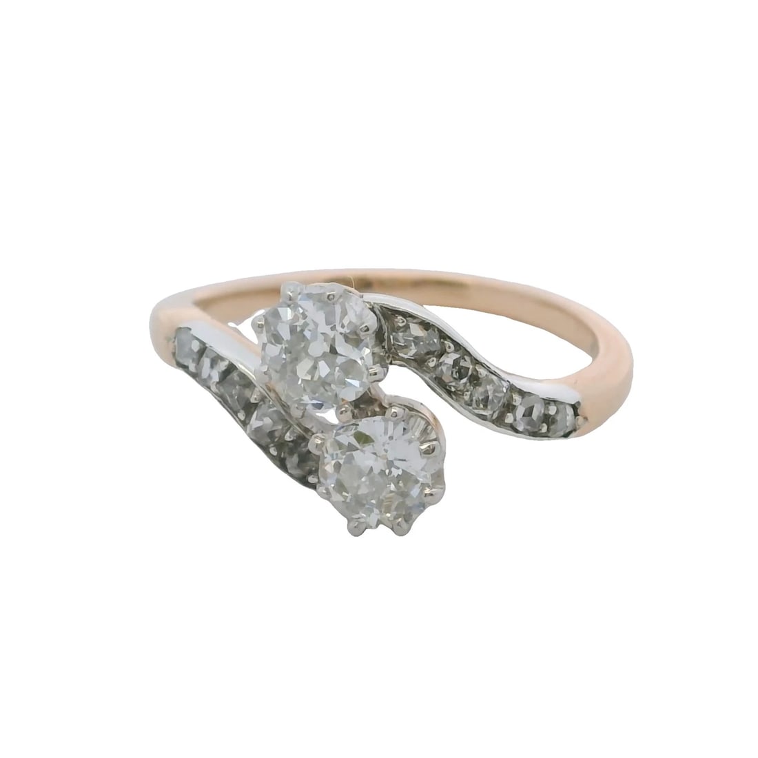 VICTORIAN EURO MINE CUT DIAMOND BYPASS RING (1 of 8)