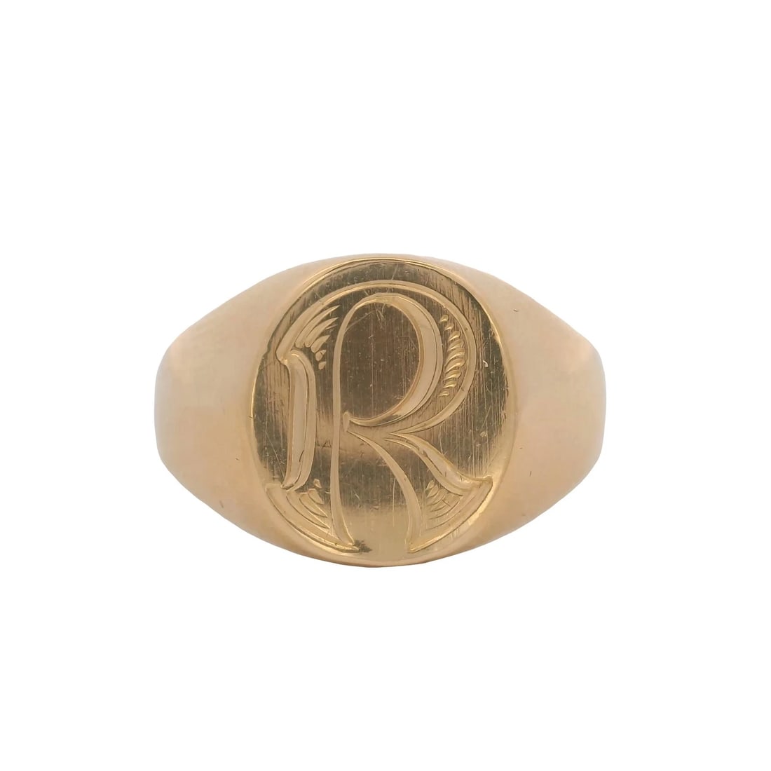 VINTAGE SOLID SIMPLE OVAL "R" BLOCK LETTERING SIGNET RING (1 of 8)