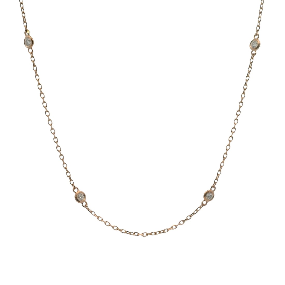 SOLID 14KT ROSE GOLD DIAMOND 8 STATION CHOKER NECKLACE (1 of 6)