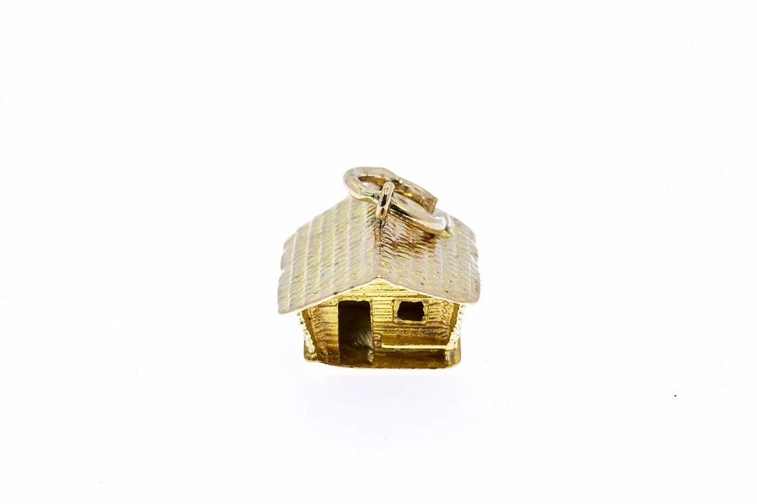 MOKKIELAMA CABIN CHALET CHARM 14K YELLOW GOLD COTTAGE PENDANT (1 of 3)