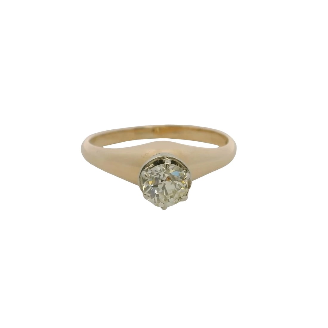 ANTIQUE VICTORIAN UNIQUE OLD EURO DIAMOND SOLITAIRE RING: Antique Victorian Unique Old Euro Diamond Solitaire Ring Brand: Unbranded Type: Ring Material: Multi-Tone Gold 14k Main Stone/Creation Natural Color: Multi - Tone Size: 5.25 US Accessories: