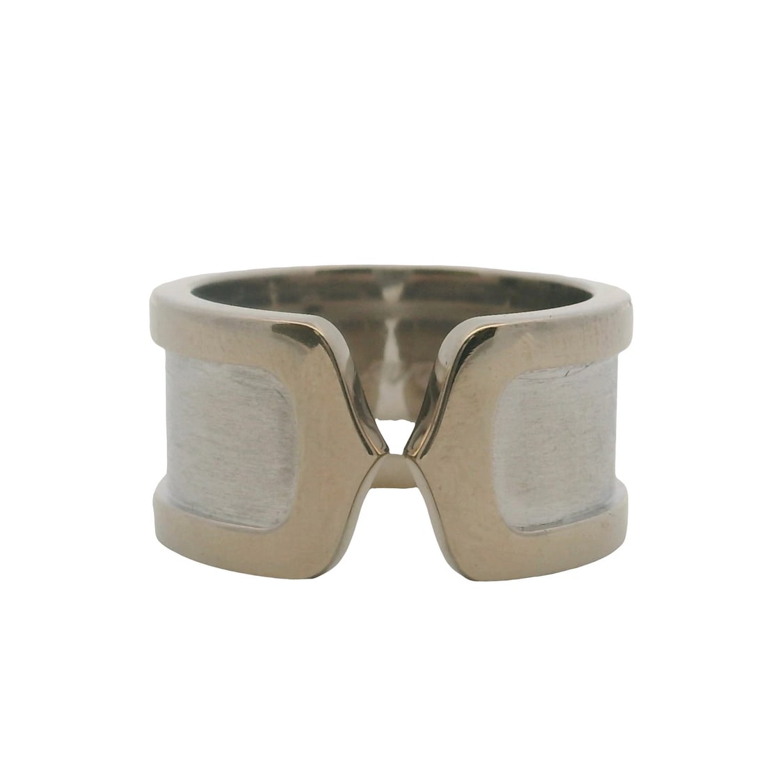 VINTAGE C. CARTIER 18KT WHITE GOLD C DE CARTIER DOUBLE C RING: Vintage c. Cartier 18kt White Gold C de Cartier Double C Ring Brand: Cartier Type: Ring Material: White Gold 18k Color: White Size: 5 US Accessories: None Accessories Notice: When purchasing