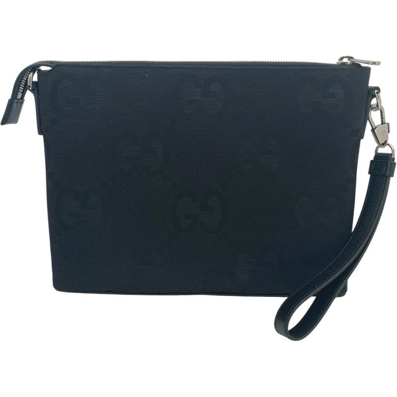 GUCCI JUMBO GG CLUTCH BAG CLUTCH BAG: GUCCI Jumbo GG clutch bag Clutch bag Brand: GUCCI Type: Clutch bag Material: Jumbo GG canvas Color: black Size: W11.8 x H9.1x D2.0inch Shoulder:46.1inch Accessories: None Accessories Notic
