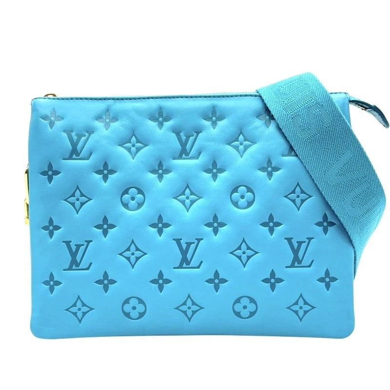 LOUIS VUITTON KUSSAN PM SHOULDER BAG: LOUIS VUITTON Kussan PM Shoulder Bag Brand: LOUIS VUITTON Type: Shoulder Bag Material: Ram Color: Turquoise Size: W10.4 x H8.3x D3.1inch Shoulder:28.7inch Accessories: None Accessories Not