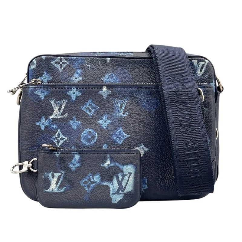 LOUIS VUITTON TRIO MESSENGER SHOULDER BAG: LOUIS VUITTON Trio Messenger Shoulder Bag Brand: LOUIS VUITTON Type: Shoulder Bag Material: Monogram water color Color: blue Size: W9.8 x H7.1x D1.8inch Shoulder:36.2inch Accessories: None