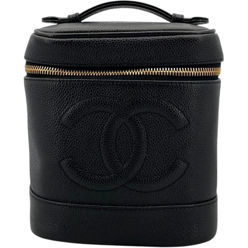 CHANEL VANITY HANDBAG: CHANEL Vanity Handbag Brand: CHANEL Type: Handbag Material: Caviar skin Color: Black GD Hardware Size: W5.9 x H6.7x D4.7inch Accessories: None Accessories Notice: When purchasing pre-owned