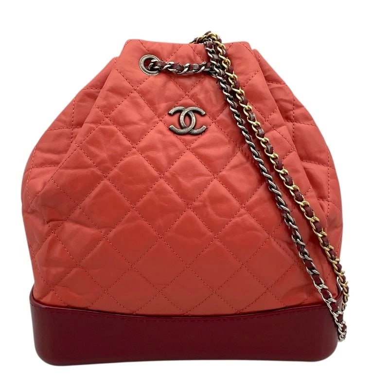 CHANEL GABRIEL BACKPACK SHOULDER BAG: CHANEL Gabriel Backpack Shoulder Bag Brand: CHANEL Type: Shoulder Bag Material: Calfskin Color: pink Size: W9.4 x H10.2x D3.1inch Accessories: None Accessories Notice: When purchasing