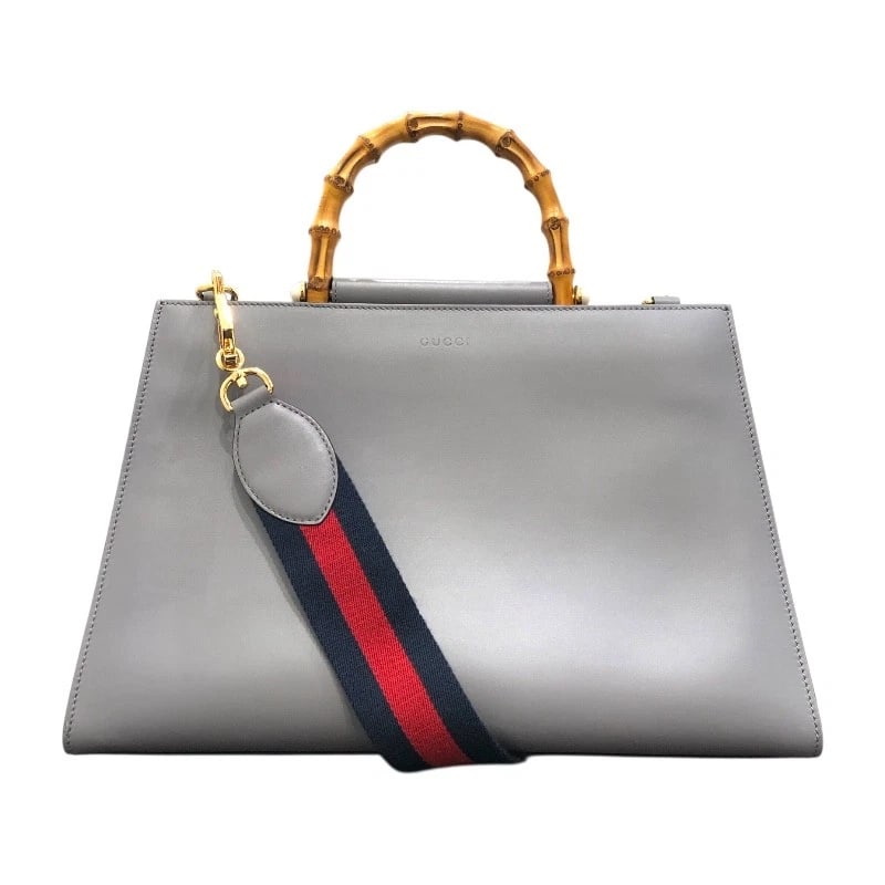 GUCCI BAMBOO HANDLE HANDBAG HANDBAG: GUCCI Bamboo Handle Handbag Handbag Brand: GUCCI Type: Handbag Material: leather Color: gray Size: W14.8 x H9.4x D6.1inch Shoulder:35.4inch Accessories: None Accessories Notice: When purch