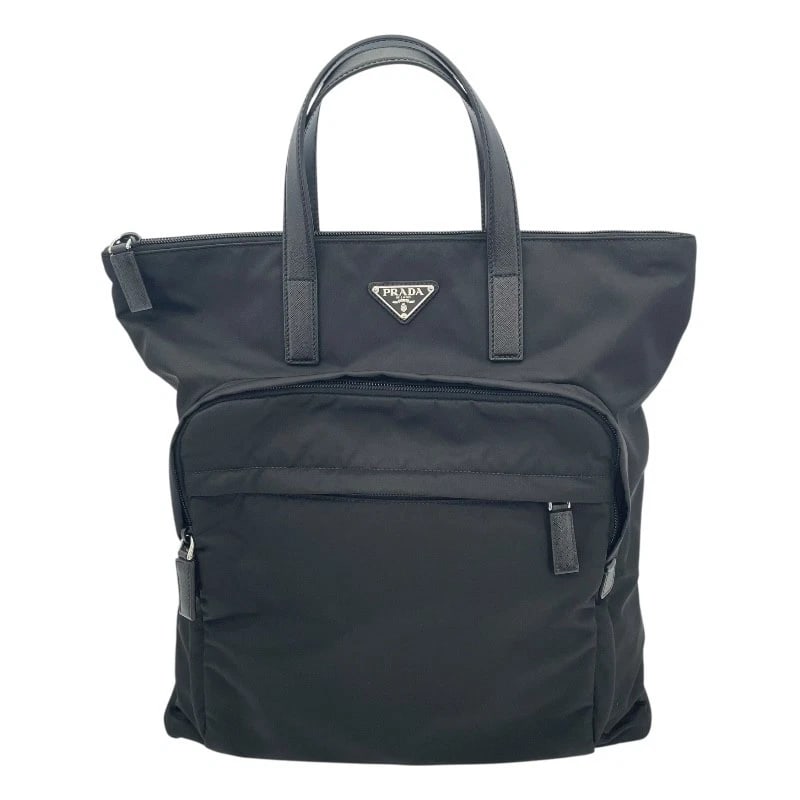 PRADA RE-NYLON SAFFIANO LEATHER TOTE BAG: PRADA Re-Nylon Saffiano Leather Tote Bag Brand: PRADA Type: Tote Bag Material: Nylon Color: black Size: W15.0 x H15.7x D3.1inch Accessories: None Accessories Notice: When purchasing pre-ow