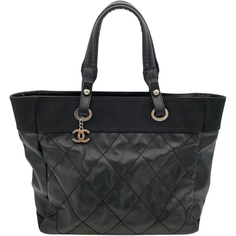 CHANEL PARIS VIA RITZ TOTE MM HANDBAG: CHANEL Paris Via Ritz Tote MM Handbag Brand: CHANEL Type: Handbag Material: Coated canvas Color: black Size: W15.0 x H11.8x D5.3inch Accessories: None Accessories Notice: When purchasing p