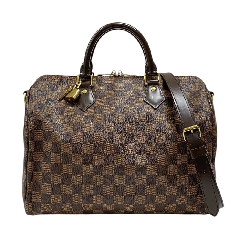 LOUIS VUITTON SPEEDY BANDRIERE 30 BOSTON BAG: LOUIS VUITTON Speedy Bandriere 30 Boston bag Brand: LOUIS VUITTON Type: Boston bag Material: Damier canvas Color: Brown Gold Hardware Size: W11.4 x H8.3x D6.7inch Shoulder:41.7inch Accessories: N