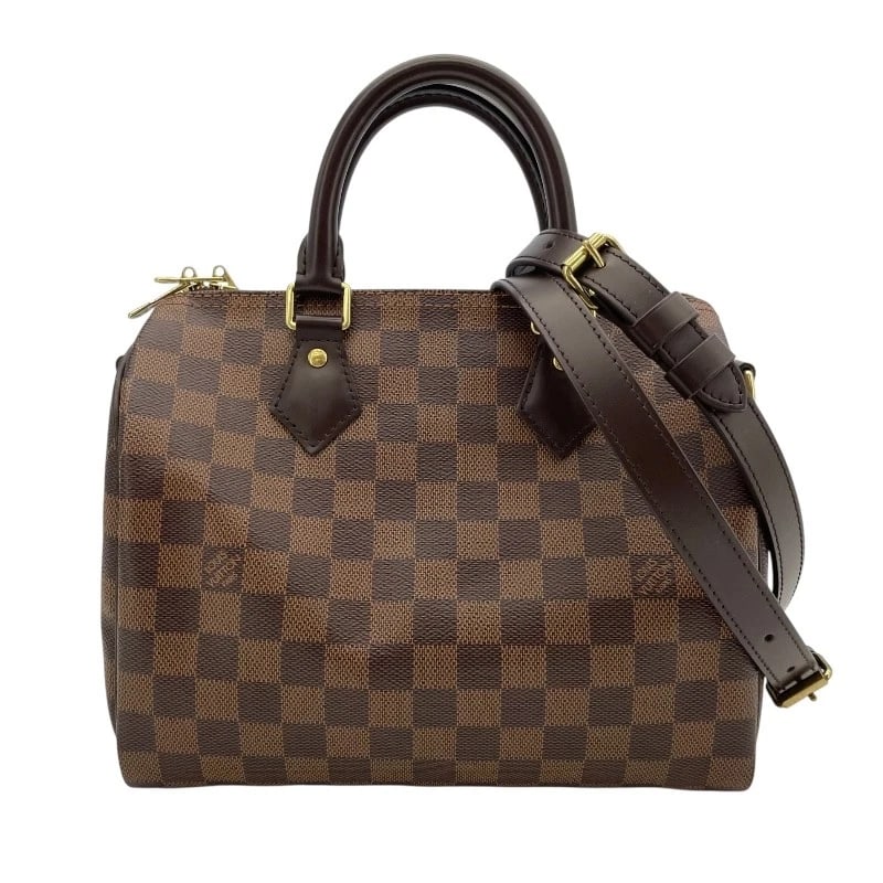 LOUIS VUITTON SPEEDY BANDRIERE 25 SHOULDER BAG: LOUIS VUITTON Speedy Bandriere 25 Shoulder Bag Brand: LOUIS VUITTON Type: Shoulder Bag Material: Damier Ebene Color: Brown Size: W9.8 x H7.5x D5.9inch Shoulder:21.7inch Accessories: None A