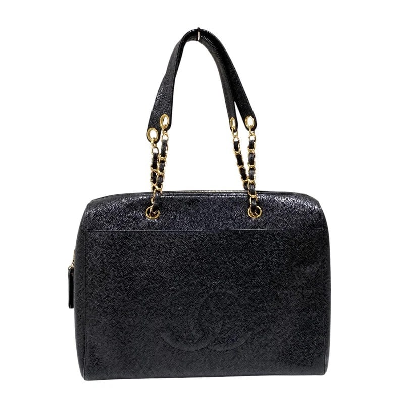 CHANEL COCO MARK CHAINTOTE BAG: CHANEL COCO Mark ChainTote Bag Brand: CHANEL Type: Tote Bag Material: Caviar skin Color: Black Gold Hardware Size: W13.8 x H10.6x D5.9inch Accessories: None Accessories Notice: When