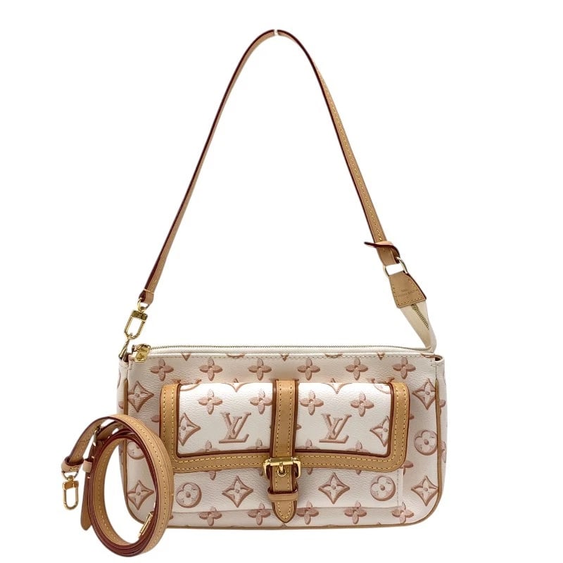 LOUIS VUITTON FALL FOR YOU MAXI POCHETTE SHOULDER BAG: LOUIS VUITTON Fall for You Maxi Pochette Shoulder Bag Brand: LOUIS VUITTON Type: Shoulder Bag Material: Monogram canvas Color: Beige Gold Hardware Size: W10.0 x H5.5x D2.0inch Shoulder:19.3inch A