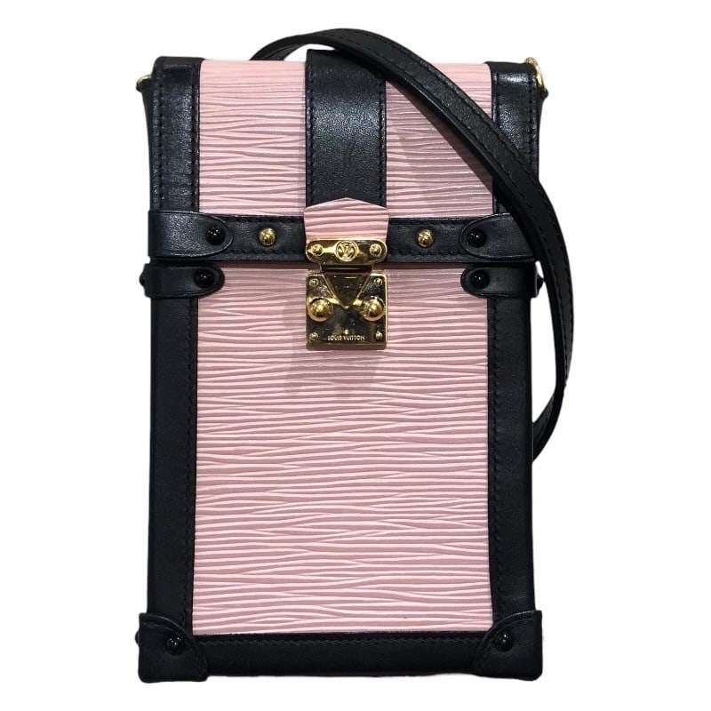 LOUIS VUITTON POCHETTE TRUNK VERTICAL SHOULDER BAG: LOUIS VUITTON Pochette Trunk Vertical Shoulder Bag Brand: LOUIS VUITTON Type: Shoulder Bag Material: PVC Color: Black Gold Hardware Size: W4.3 x H7.1x D1.6inch Shoulder:43.3inch Accessories: