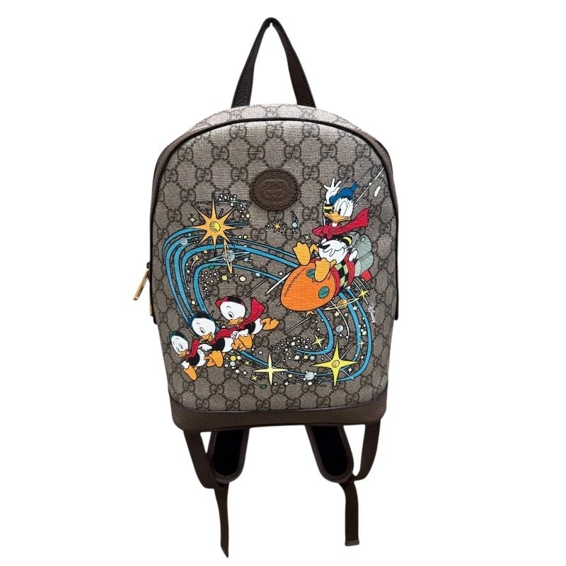 GUCCI GG SUPREME BACKPACK DISNEY BACKPACK: GUCCI GG Supreme Backpack Disney Backpack Brand: GUCCI Type: Backpack Â· Daypack Material: PVC/Leather Color: GG Supreme Size: W8.7 x H11.2x D4.3inch Shoulder:18.9inch Accessories: None Ac