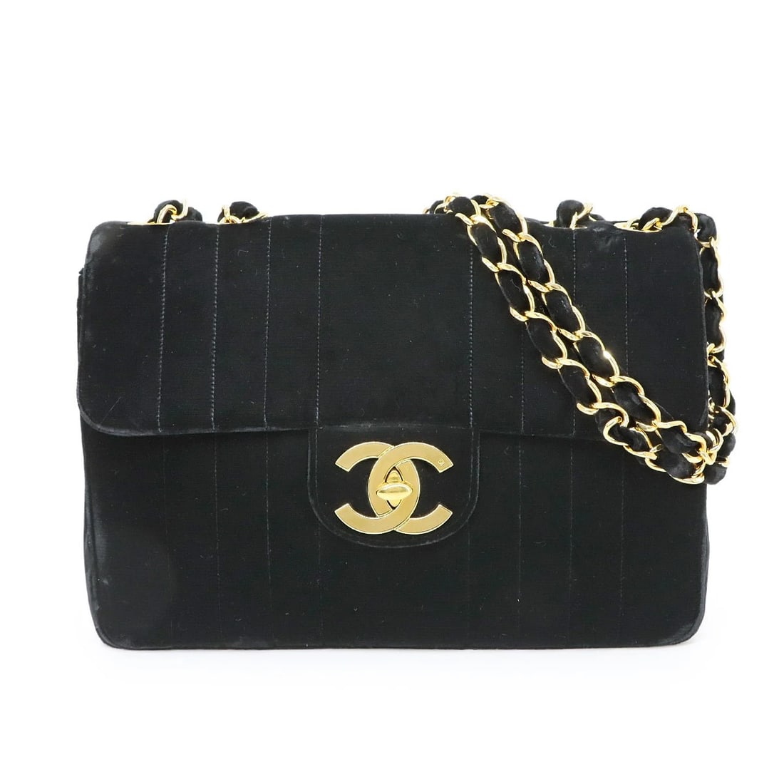 CHANEL MADEMOISELLE CHAIN SHOULDER BAG VELOR BLACK (1 of 6)