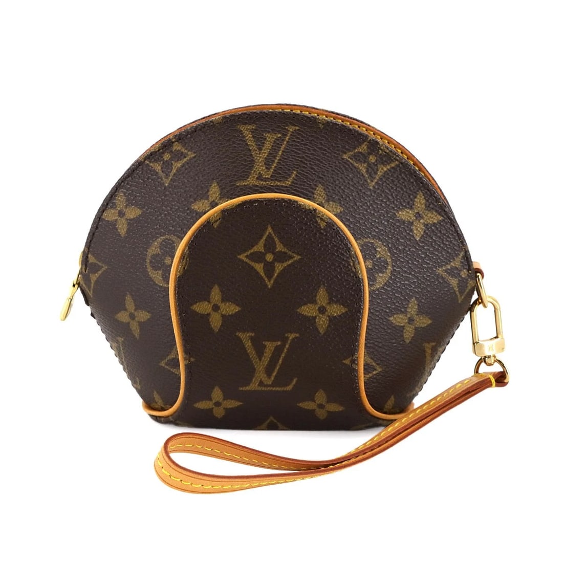 LOUIS VUITTON MONOGRAM MINI ELIPSE POUCH CLUTCH BAG: LOUIS VUITTON MONOGRAM MINI ELIPSE POUCH CLUTCH BAG Brand: LOUIS VUITTON Type: Pouch / Clutch bag Material: Monogram Canvas Color: Monogram Size: W 4.33 inch, H 5.12 inch, D 1.38 inch Handle 7.7in