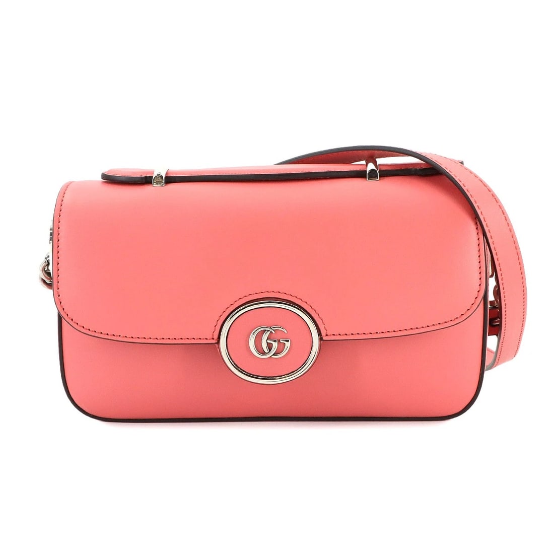 GUCCI PETITE GG HAND SHOULDER BAG LEATHER PINK: GUCCI PETITE GG HAND SHOULDER BAG LEATHER PINK Brand: GUCCI Type: Hand Bag / Shoulder Bag Material: Leather Color: Pink Size: W 8.27 inch, H 4.53 inch, D 1.97 inch Shoulder 40.4inch to 46.3inch (1