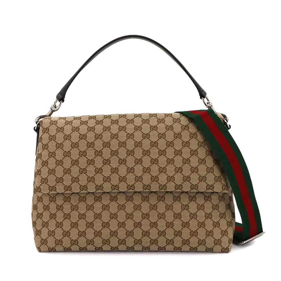 GUCCI GG CANVAS 2WAY SHOULDER BAG LEATHER BEIGE BROWN (1 of 6)