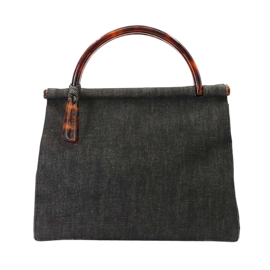 CHANEL PLASTIC HANDLE HAND BAG DENIM BLACK PURSE: CHANEL PLASTIC HANDLE HAND BAG DENIM BLACK PURSE Brand: CHANEL Type: Hand Bag Material: Denim Color: Black Size: W 13.19 inch, H 10.04 inch, D 4.72 inch Handle 12.2inch (31cm) Accessories: None