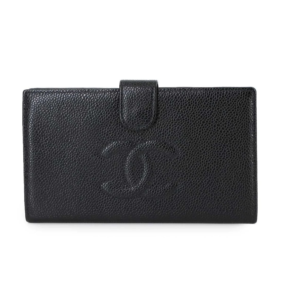 CHANEL LONG WALLET LEATHER BLACK COCO LOGOS VINTAGE (1 of 5)
