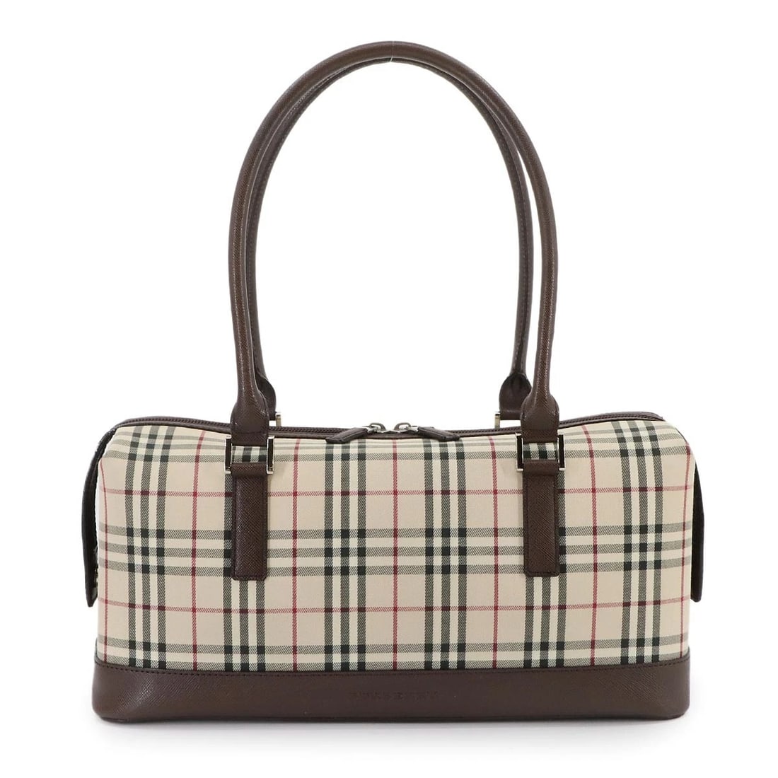 BURBERRY PLAID HAND BAG CANVAS BEIGE BROWN PURSE: BURBERRY PLAID HAND BAG CANVAS BEIGE BROWN PURSE Brand: BURBERRY Type: Hand Bag Material: Canvas , Leather Color: Beige , Brown Size: W 12.40 inch, H 7.48 inch, D 4.72 inch Handle 18.1inch (46cm)
