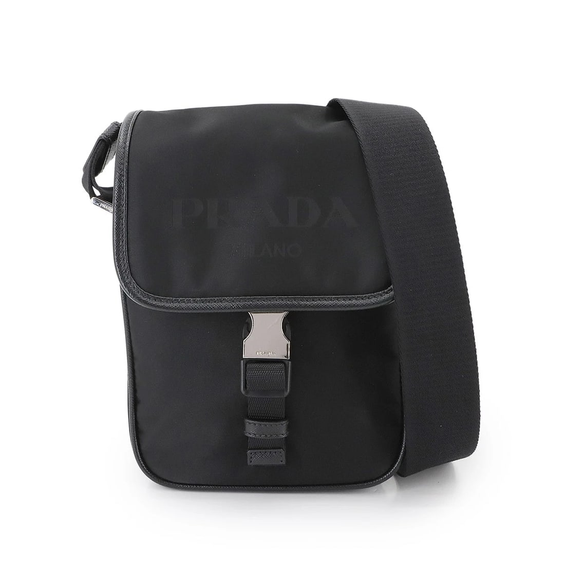 PRADA SHOULDER BAG NYLON SAFFIANO LEATHER BLACK PURSE (1 of 7)
