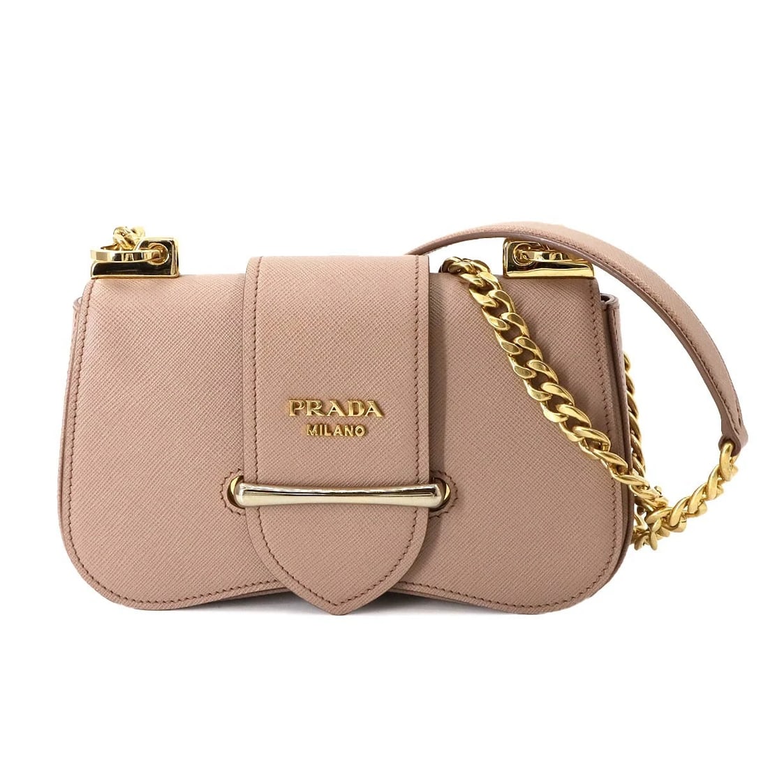 PRADA SIDONIE CHAIN SHOULDER BAG SAFFIANO LEATHER BEIGE (1 of 5)