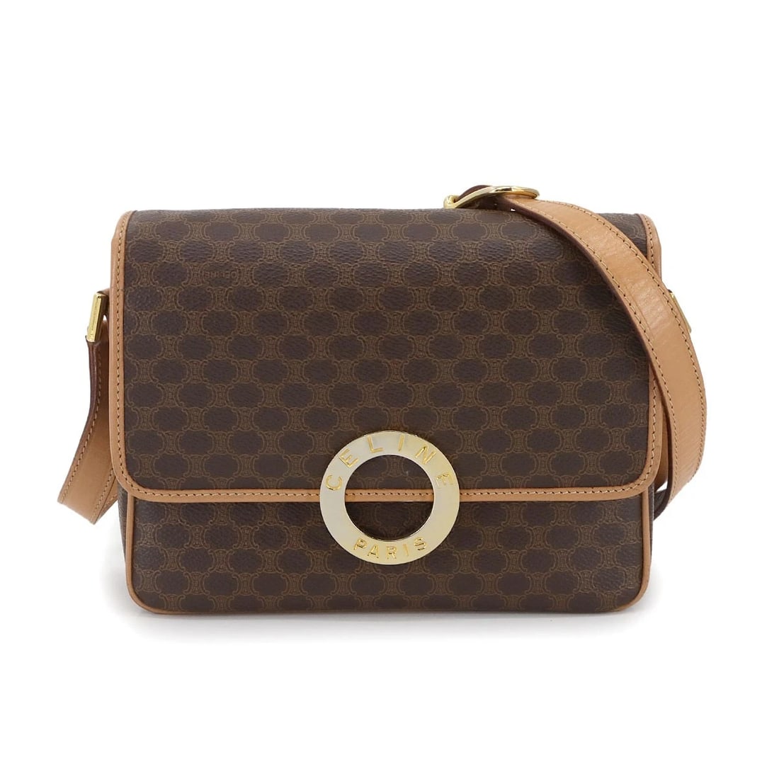 CELINE MACADAM SHOULDER BAG PVC LEATHER BROWN (1 of 5)